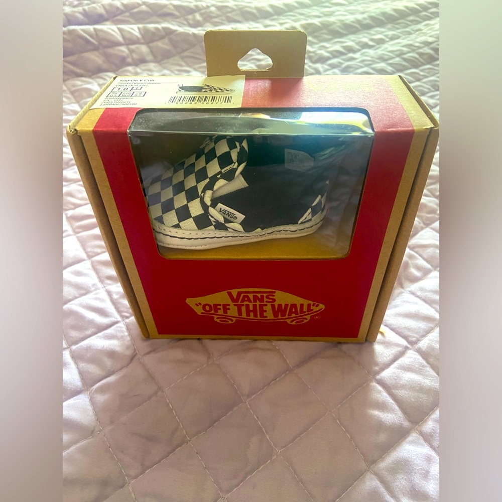 Baby size 1 slip on checkerboard vans new in box